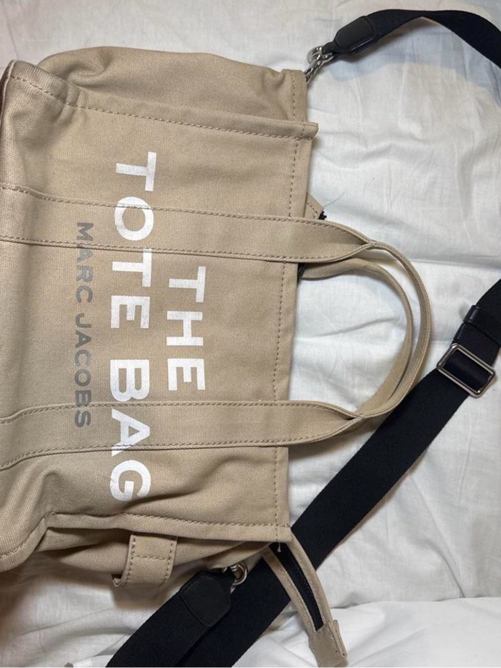 Marc Jacobs Beige Canvas Tote with Black Strap